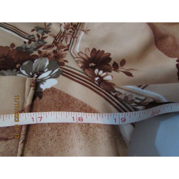 MEN'S VINTAGE BUTTON-DOWN SHIRT POCKET BROWN FLORAL NOVELTY PRINT SMALL HAWAIIAN - Picture 8 of 8